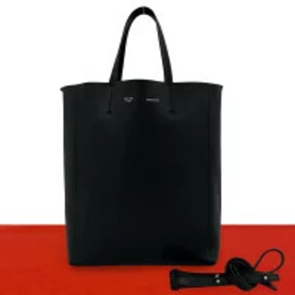 Celine Vertical Cabas Leather Shoulder Bag Handbag Tote Black